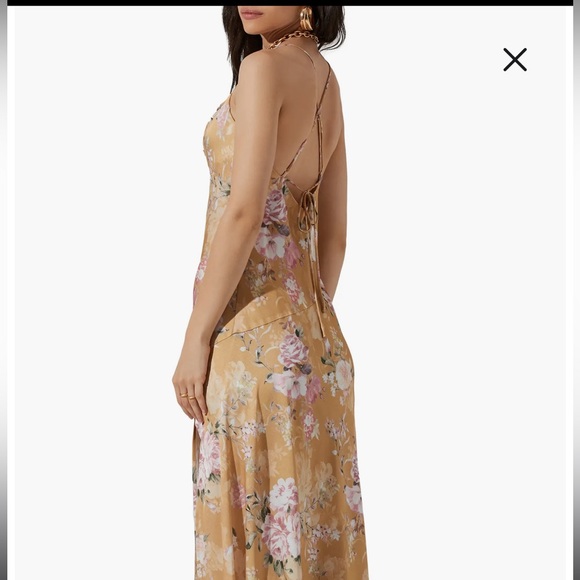 ASTR Gaia Strappy Bias Cut Satin Midi Dress - Picture 3 of 3